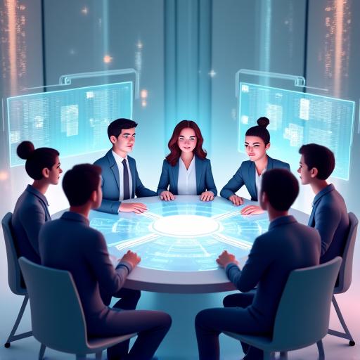 Avatare von Teammitgliedern in einem virtuellen Meetingraum